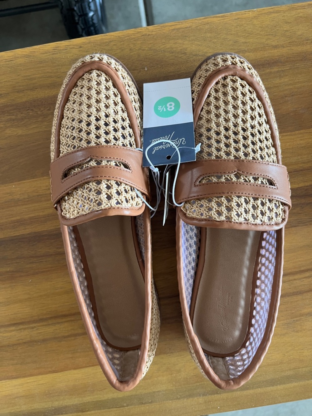 Universal Thread Tan Woven Slip-On Loafers
